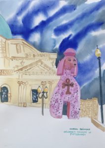 pink sculpture of dog at Childrens Museum Pittsburgh