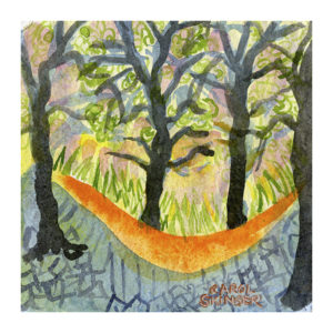bright orange slice in dendrite like forest