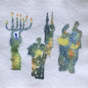 watercolor figures on white background